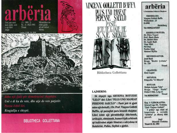 Arberia 11, Prill - Qershor 1993,Jozef Radi, Vincenc Golletti  Baffa,