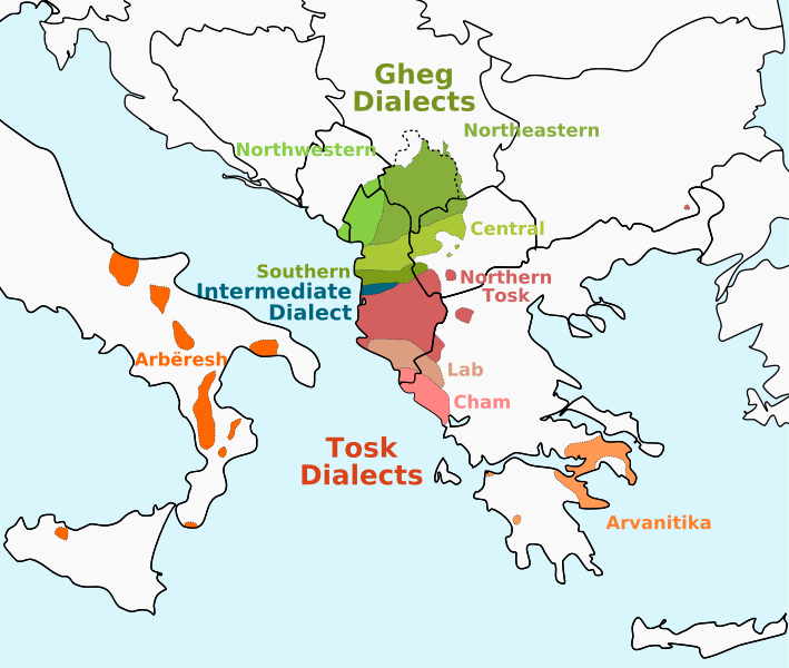 Zonat e Dialekteve te shqipes