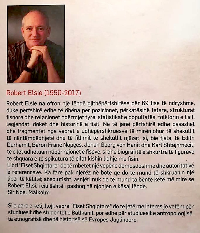 Robert Elsie - Fiset Shqiptare - Kopertina e Pasme