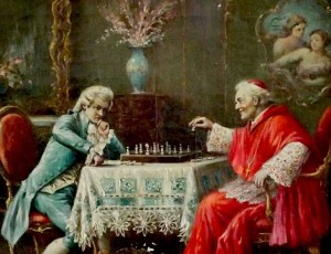 Giacomo Casanova dhe Kardinali Fransceco Acquaviva duke luajtur shah