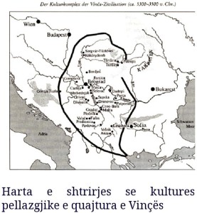 Harta e shtrirje së Kulturës Pellazgjike e quajtur e "Vinçës"