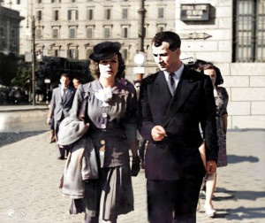 Lazër Radi me nji miken e tij gazetare - Romë 1941
