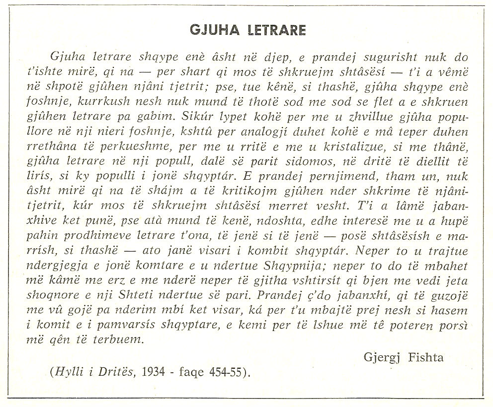 Gjuha shqipe: Gjergj Fishta