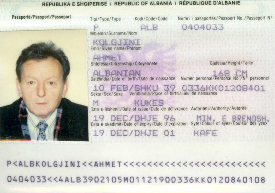 Ahmet Kolgjini - Pasaporte '96