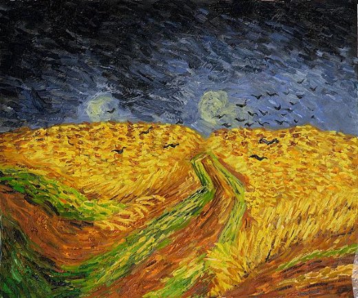 Van Gogh - Fushë me grurë dhe korb