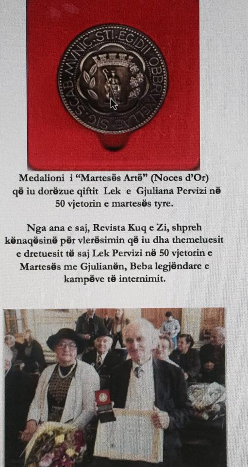 Medalja "Noces d'Or" per Lek dhe Gjuliana Pervizi