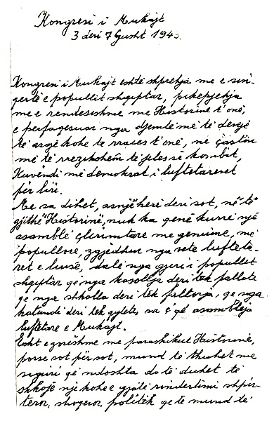 Dorëshkrim i Isuf Luzajt për Konferencën e Mukjes
