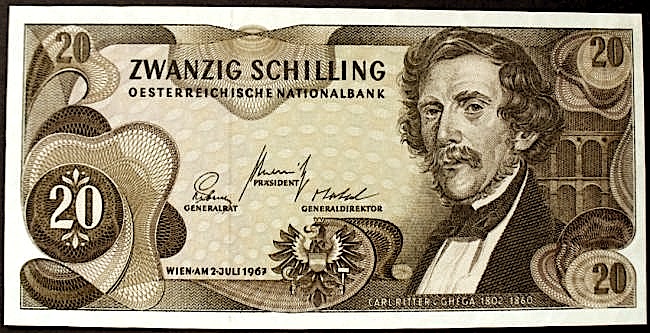 Karl Gega - monedha austriake 20 Shilinga