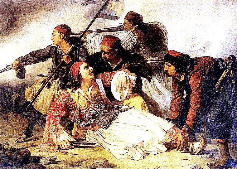 Luftëtarët  Suliotë tërheqin trupin e Heroit Marko Boçari nga kampi osman.