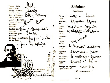 Pasaporta e Shtjefën Gjeçovit