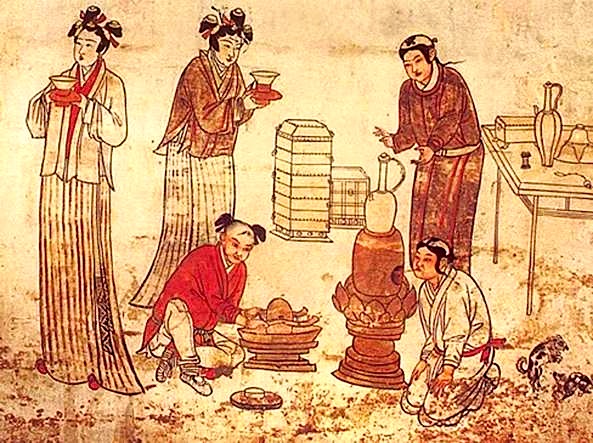 Përgatitja e çajit - Stampë e Lashtë Kineze