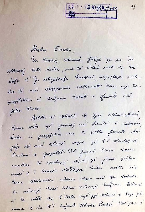 Letra e Kadaresë Drejtuar Hoxhës
