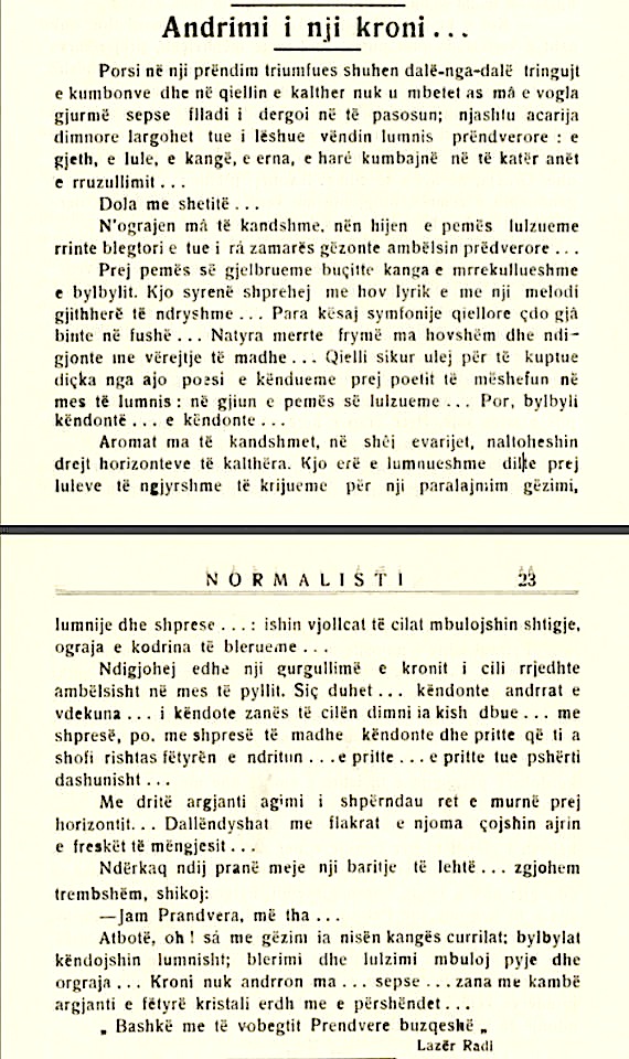 Lazer Radi - Revista "Normalisti", prill 1936