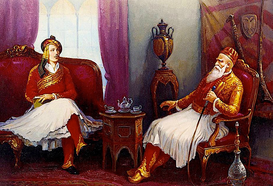 Ali Pasha dhe Bajroni (pikturë nga Qamil Prizreni)
