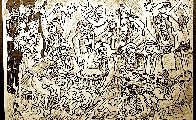 Kampi i Tepelenës - Vdekja e Foshnjave - Pikturë nga Lek Pervizi