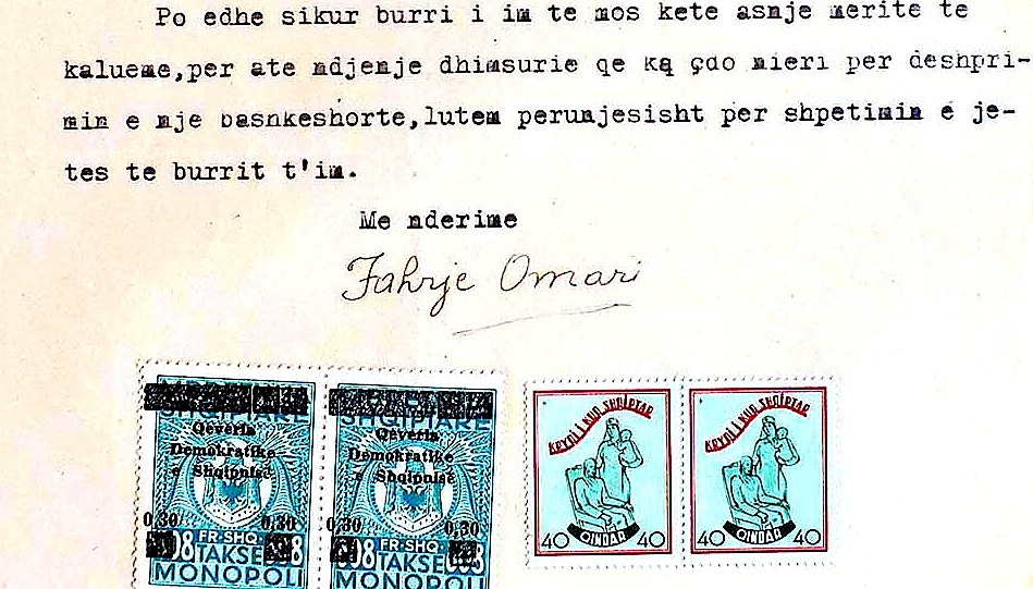 Pjesë nga letra që Fahrie Omari i drejtonte K.K. Nacionalçlirimtar më 13.4.1945, për faljen e bashkëshortit Bahri Omari