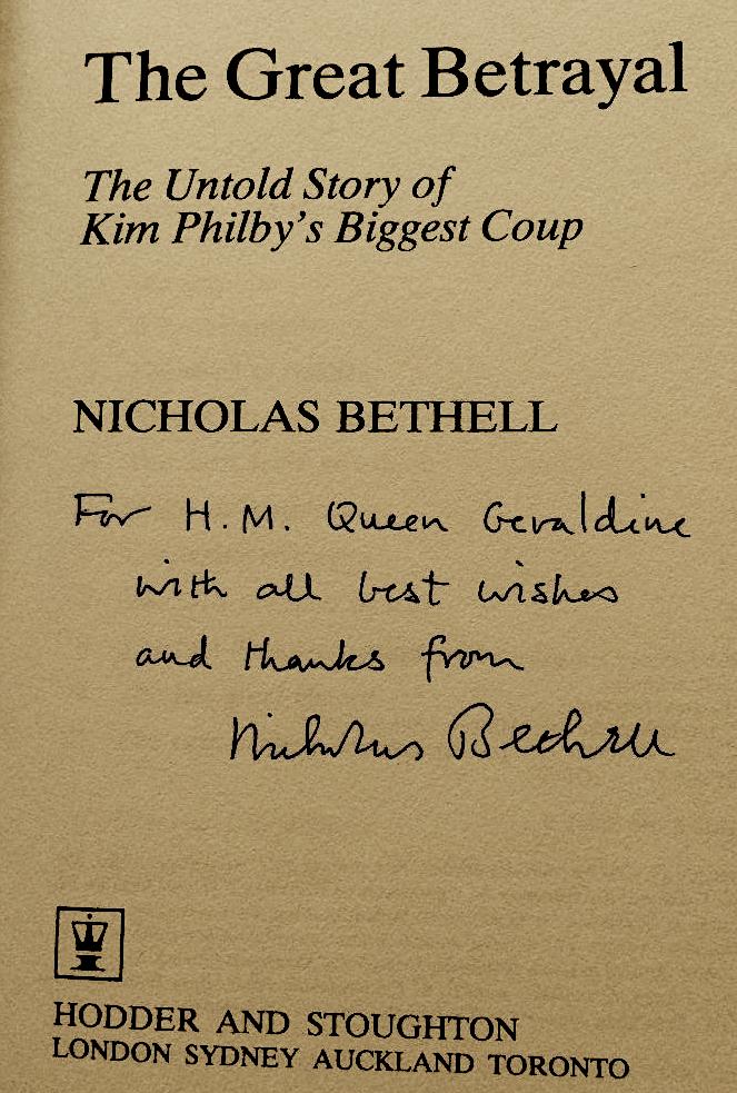 Lord Bethells Book signed a Geraldina