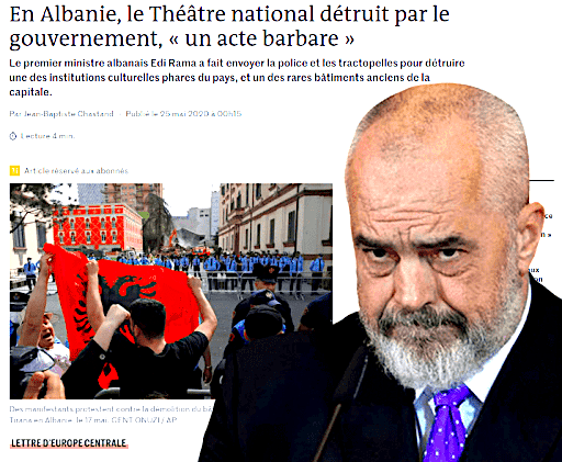 Artikulli i "Le Monde" - qe e quajti shembjen e Teatrit Kombetar  "Akt Barbar"