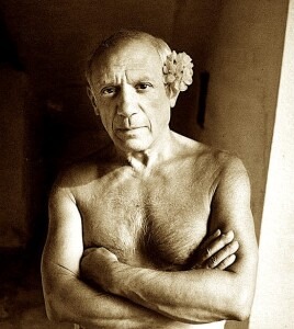Picasso me lulen e futur pas veshit... (Gjon Mili)