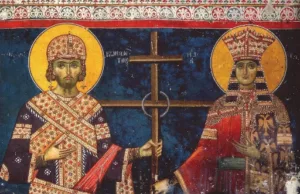 Perandori Kostantini I dhe nëna e tij Helena në Manastirin Shën Mikeli Kryeengjëll në Lesnovë